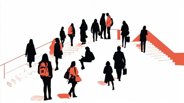 Silhouettes in Motion: A Captivating Glimpse of Urban Life. Explore themes of anonymity, movement, and human interaction in this evocative illustration.