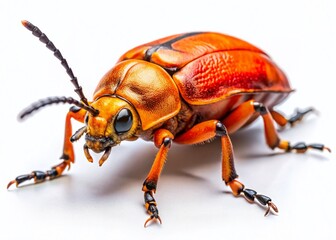 Vibrant Orange Beetle Macro Photography - Long Exposure, Isolated on White