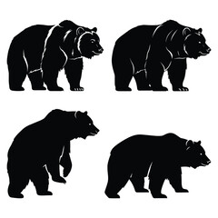 Bear  black silhouette animals Vector Illustrator with white background 