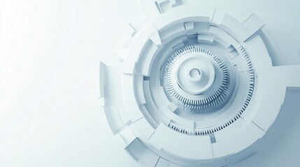 Fototapeta premium Abstract 3D Render of a Futuristic White Circular Mechanism: A Vision of Technological Innovation