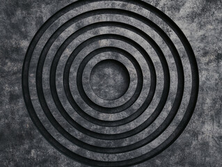 Minimalist concept style. Concentric circles on a textured dark background.