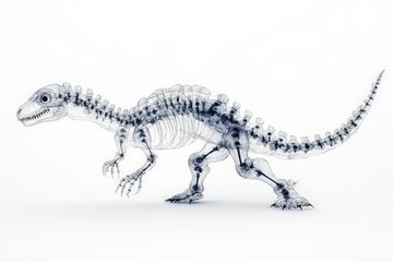 Fototapeta premium 3D rendering of a dinosaur skeleton against a white background.