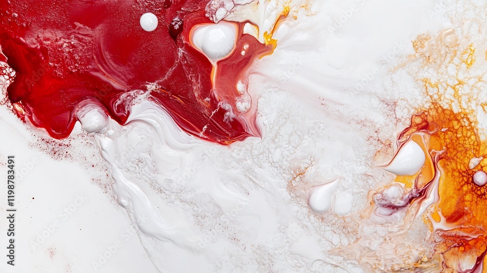 Aufkleber dynamic red and white abstract paint swirl with textured details and vivid color contrast : generati