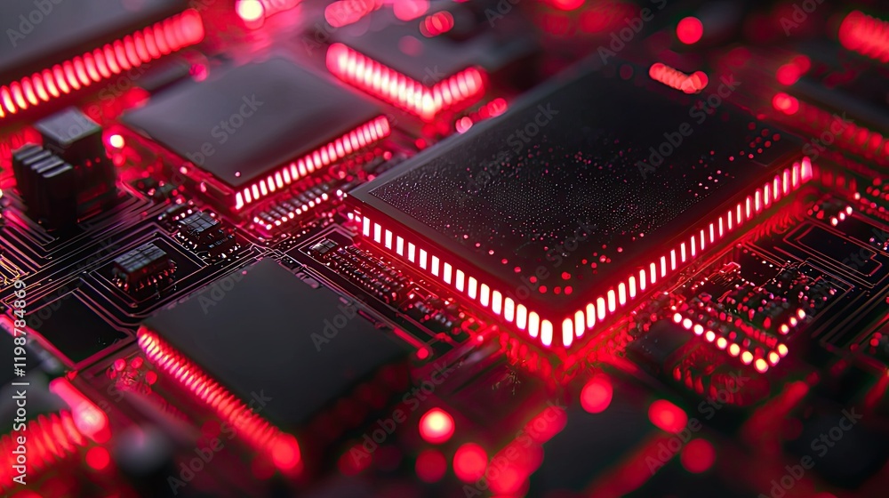 Poster illuminated computer motherboard central processing unit