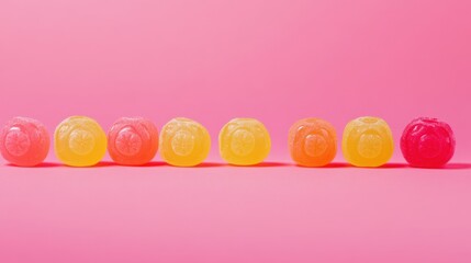 Colorful Candy on Pink Background
