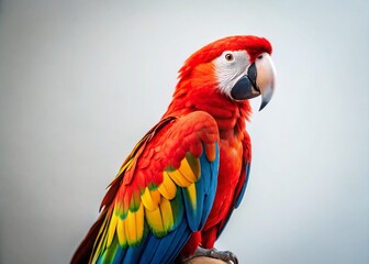 Obraz premium Vibrant Scarlet Macaw Parrot on Pure White Background - Fashion Photography