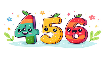 Bold and Vibrant Number 456 for Preschool Kids with Bright Colors and Patterns