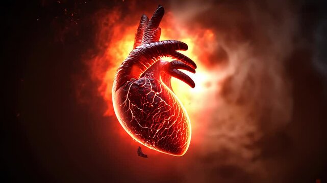 Fiery Heart, Burning Passion, Abstract Anatomy, fire, flames, inferno, love, heat
