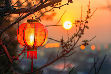 Beautiful holiday composition for happy celebrate chinese festival of lanterns, abstract vivid composition consists of fictional unreal fantastic vision on background