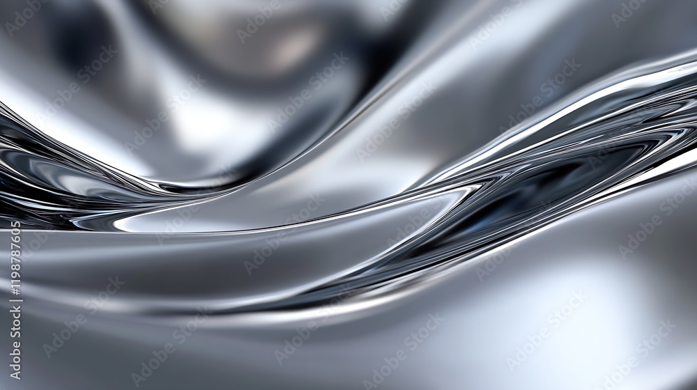 Poster abstract metallic liquid texture background in shimmering silver tones : generative ai