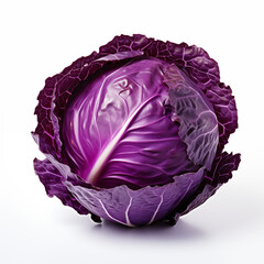 Obraz premium Fresh Purple Cabbage Isolated on White Background