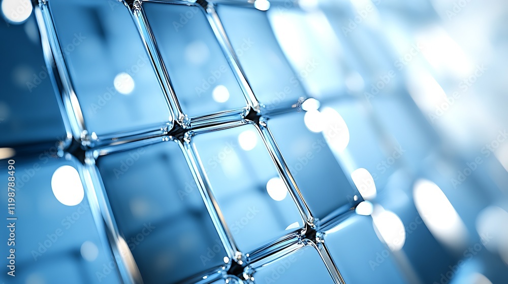 Aufkleber Contemporary Blue Glass Squares with Abstract Geometric Pattern and Modern Design : Generative AI