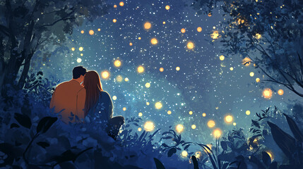A couple watching the stars together, feeling deep love and emotional connection.