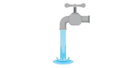 
Faucet with water on isolated white background