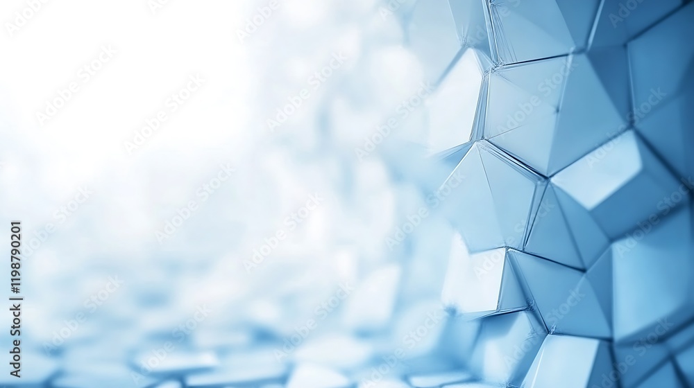 Aufkleber Geometric Abstract Blue Hexagonal Design with Modern 3D Pattern and Gradient Texture : Generative AI