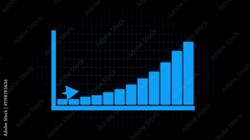 Poster business growth concept on graph chart animation.abstract business growth and graph chart icon anima