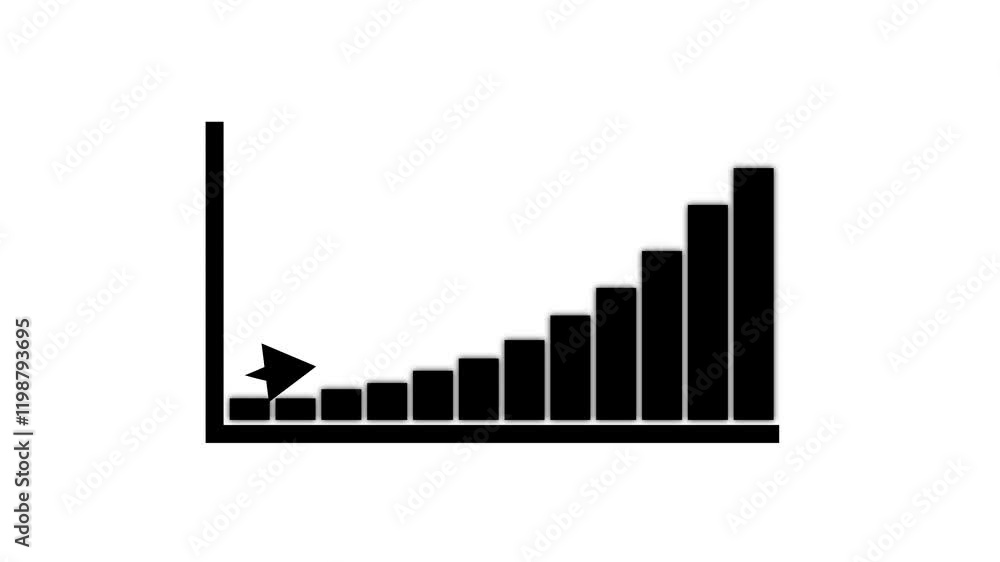 Poster business graph animation increased.abstract business growth graph chart icon animation .