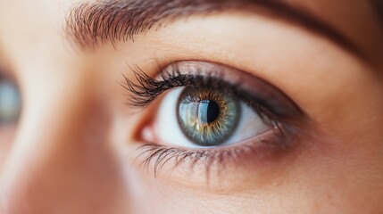 Obraz premium Extreme close-up of blue eye with perfect detail. Suitable for vision care, beauty, and personal identity concepts.