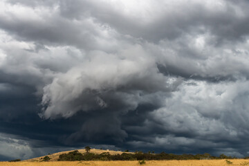 Stormy skies over the rural countryside