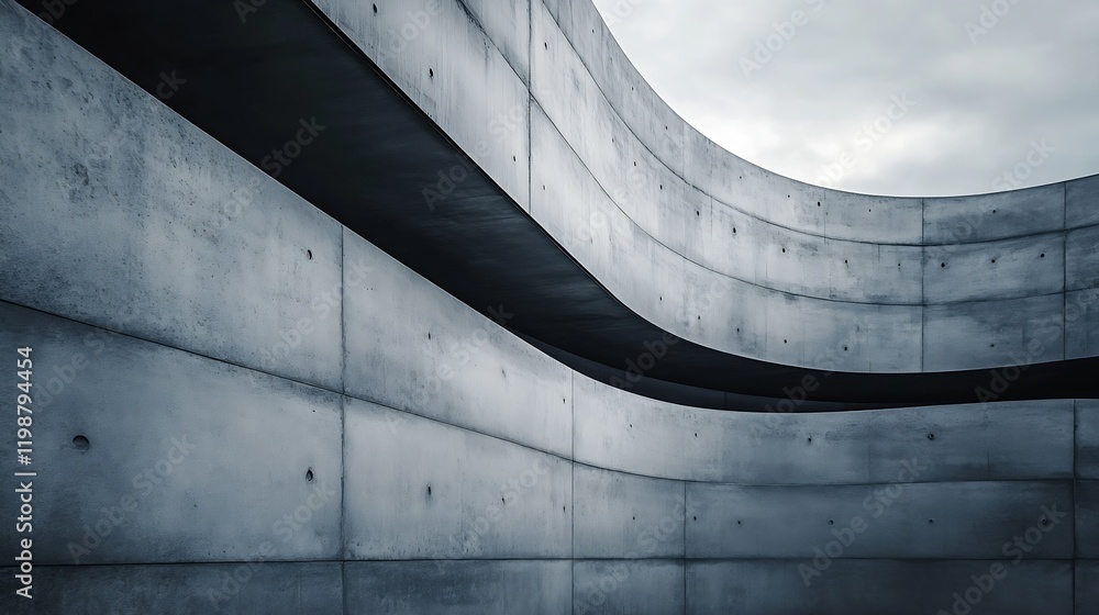Poster modern minimalist architectural concrete structure with curved designs in urban landscape : generati