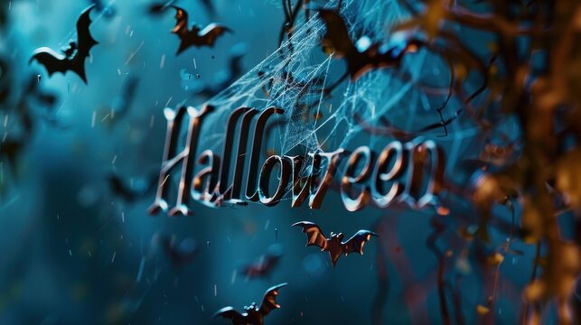 Halloween Banner Featuring Torn Web and Flying Bats for Festive Vibes