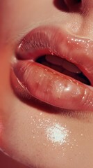 Close-up of Soft Pink Plump Lips in Realistic Detail