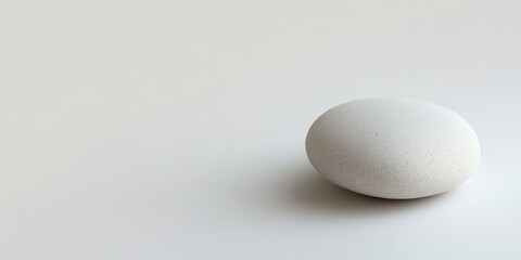 A smooth white stone on a neutral background, perfect for minimalist and zen-inspired design themes.