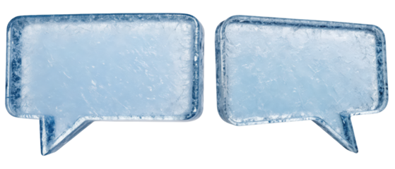Two frozen speech bubbles isolated with transparent background