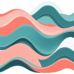 Abstract Coral and Teal Wave Art Design