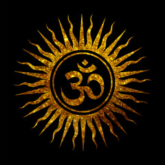Golden OM Symbol, om, aum, spiritual, Hinduism, Indian, Hindu, Yoga, Religion, god, wall decor