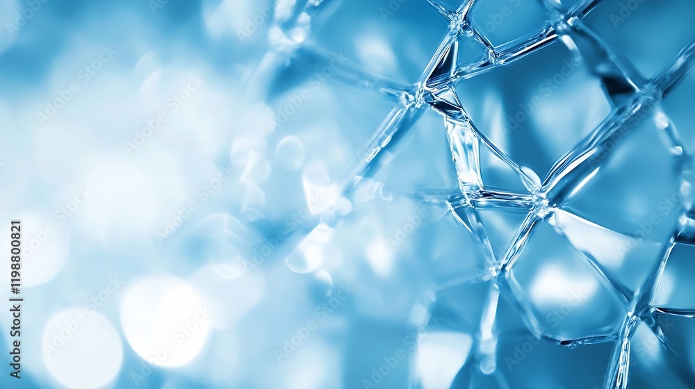Poster Close-Up of Transparent Crystal Structure with Abstract Geometric Patterns : Generative AI