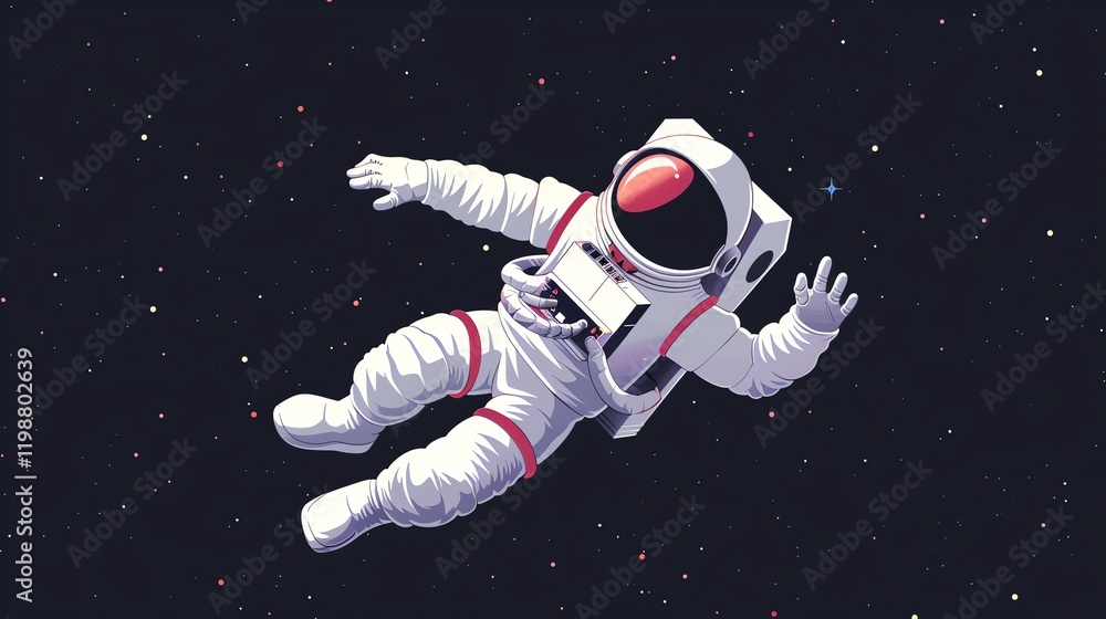 Poster an astronaut floats in space.
