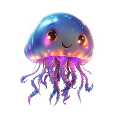 Charming Cartoon Jellyfish with Vibrant Colors and Cute Expressions in a Magical Underwater World
