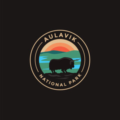 Aulavik National Park vector logo theme on dark background