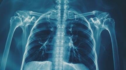 Chest X-ray Highlighting Ribcage and Lung Structure