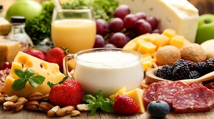 Luxury Cheese and Charcuterie Board with Fresh Fruits and Nuts for Elegant Party Platter : Generative AI