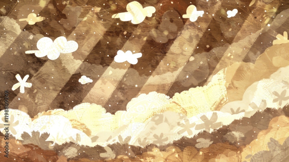 Aufkleber serene abstract background featuring soft clouds and gentle rays of light in natural earthy tones pe