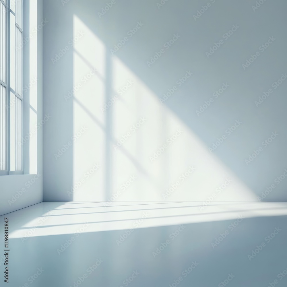 Poster this image features a bright and clean spacious room illuminated by natural light. the soft shadows 