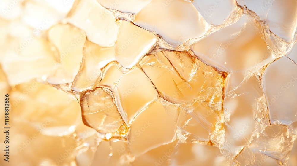Aufkleber Close-Up of Translucent Amber Crystals with Intricate Pattern Details : Generative AI