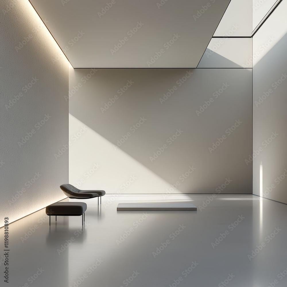 Poster explore a minimalist environment enriched with soft light and sleek furniture. this modern space sho