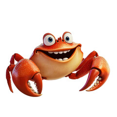 Cheerful Animated Crab Character with Big Smile and Vibrant Colors in Cartoon Style