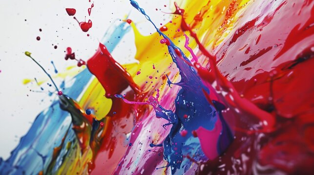 Bunte Farbspritzer isoliert auf wei&szlig;em Hintergrund. Abstrakte Kunst.