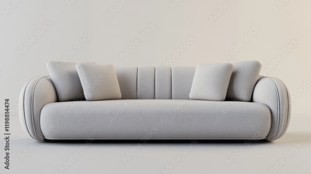 Aufkleber a white couch with pillows on it. the couch is large and has a pattern on it