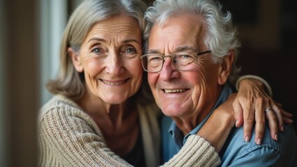 Timeless affection captured in elderly couple's embrace