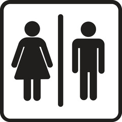 Bathroom Glyph Icon  people icons in black and white – man and woman.