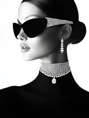 An elegant profile featuring a model with chic sunglasses, showcasing luxury fashion and sophisticated design elements.