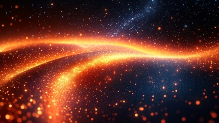 Obraz premium Glowing Ember Waves: A Cosmic Abstract Art