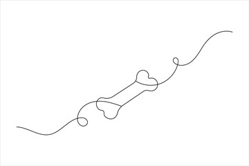 Obraz premium Dog bone one line drawing art of isolated continuous outline vector icon