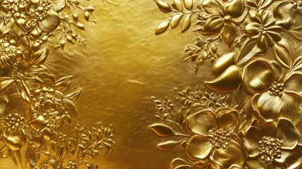 Gold background with intricate embossed floral patterns