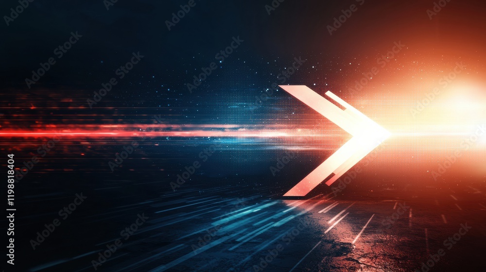 Poster dynamic abstract arrow design with light effects digital art